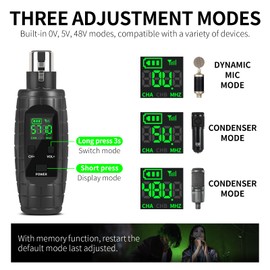 XTUGA U95 Wireless XLR Transmitter and Receiver Wireless Microphone Adapter, UHF Wireless XLR Receiver Rechargeable Wireless Microphone Transmitter Receiver for XLR microphones & PA System