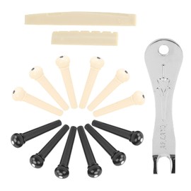 Juego de Pin de Puente de Guitarra Acústica de 12 Piezas, Accesorio de Kit de Clavija de Cuerda Popular con Extractor de Tuercas de Sillín, Herramienta Extractora de Piezas de Guitarra Acústica