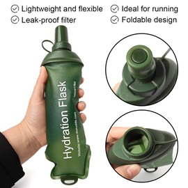 WILDREEDS - Botella de agua suave plegable de 500 ml, TPU para paquete de hidratación, chaleco para correr, botella de agua plegable para senderismo, ciclismo, escalada, 1 pieza, verde