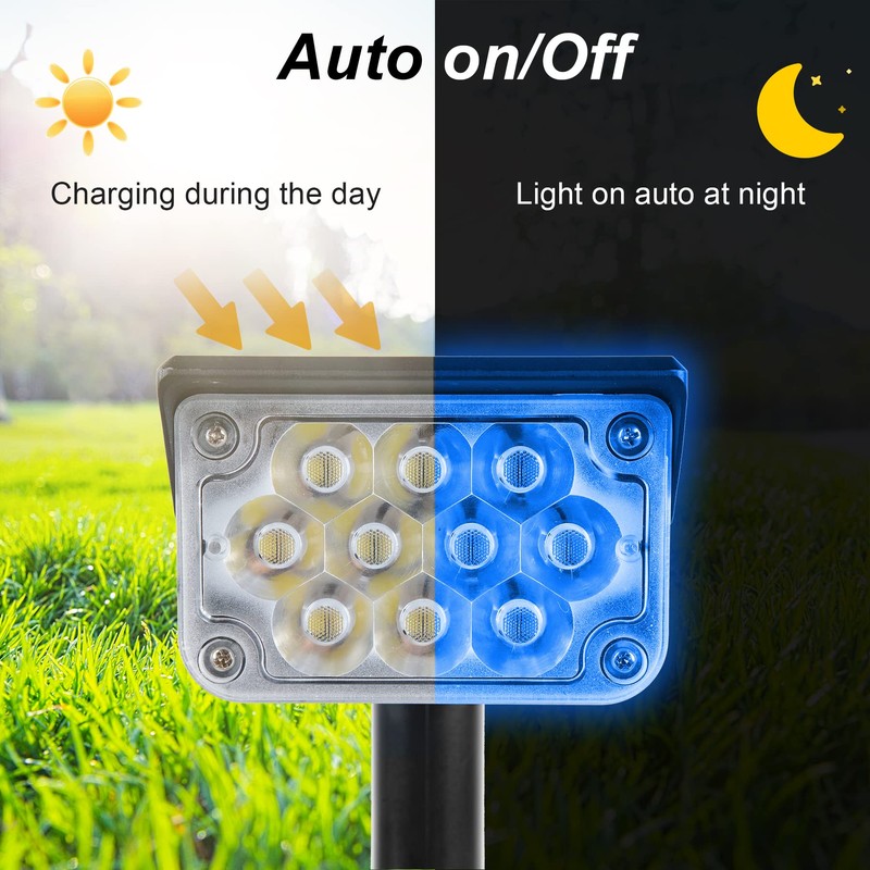 CREPOW Solar Spot Lights Outdoor, Blue Solar Spotlights Landscape Lighting