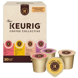 Keurig Coffee Collective Paquete variado, Bold Beats, Global Trek, Warm Hug, Whole Heart, cápsulas Keurig K-Cup de una sola porción, 20 unidades