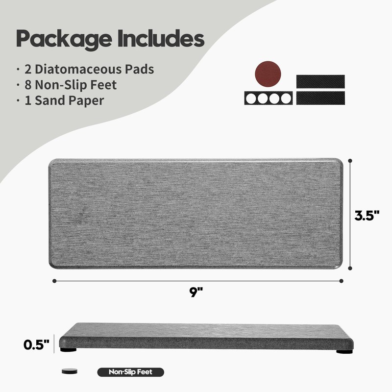 Razborci 2PCS Bathroom Counter Vanity Trays, Water Absorbing Diatomite Stone