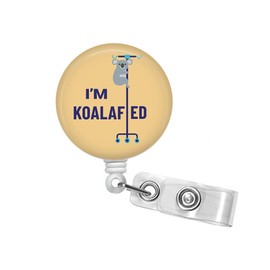 I'm Koalafied Badge Reel - 1.5" Retractable Koala Badge Holder - Cute Breakaway Lanyard - Carabiner - Stethoscope Name Tag #342