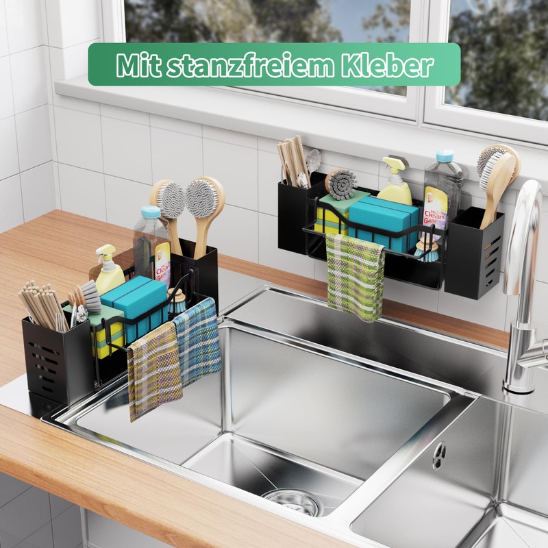 Koolkasa Sink Organiser, Kitchen Sponge Holder, Sink Organiser with Dish