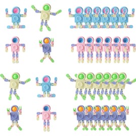 24 Pack Robot Fidget Toys Transformable Fidget Spinners Chain Toy Deformable DIY Stress Relief Fidget Toy for Adults for Kids Goodie Bag Birthday School Prizes Gift