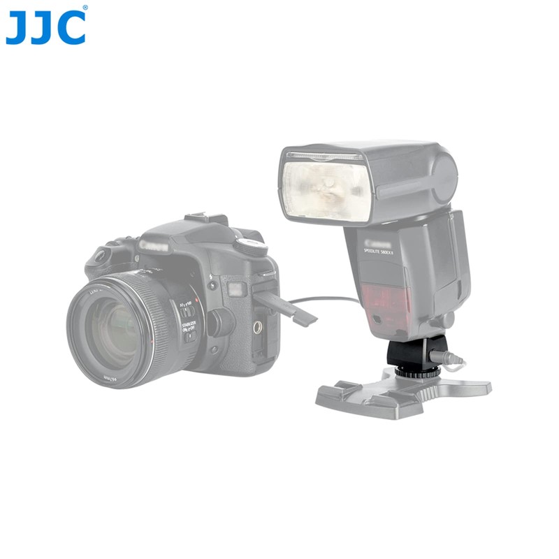 JJC Hot Shoe Mount with PC Sync Sockets and 3.5
