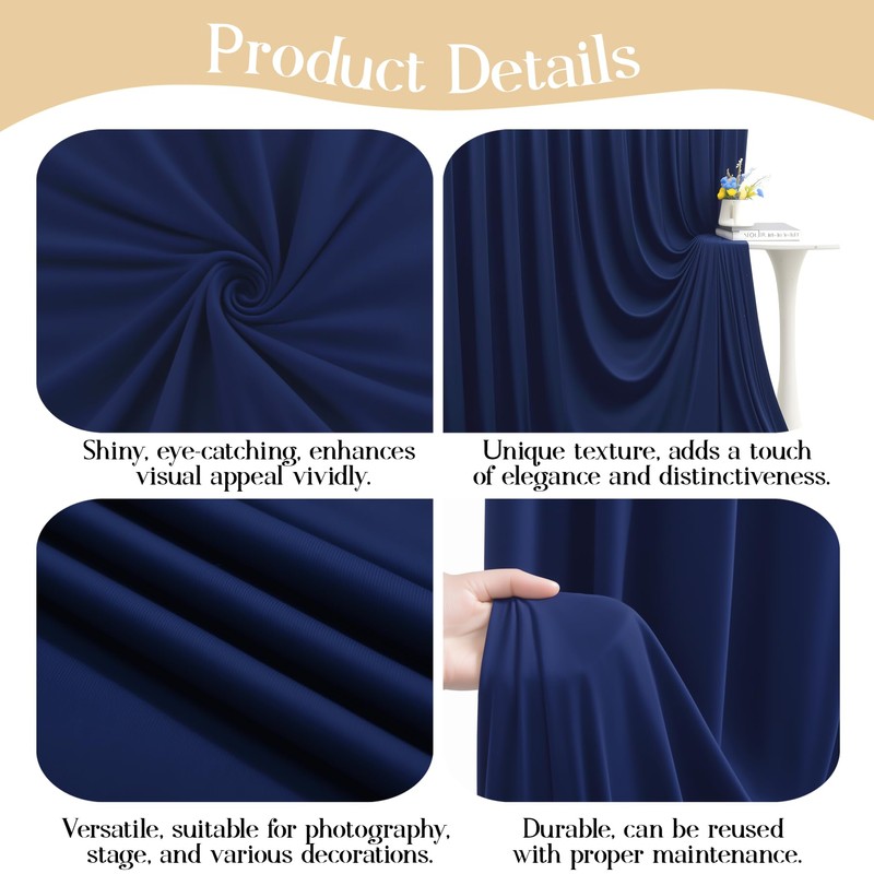 10x12ft Navy Blue Backdrop Curtains Wedding Party Drapes for Backdrop