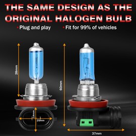 HMCYCI Fit For Chevy Malibu 2008-2012 High Performance Halogen Headlight Bulbs: H11 High Beam & H11 Low Beam & H11/H8 Fog light Combo, 5000K Super Bright White Light, Plug and Play, Pack of 6