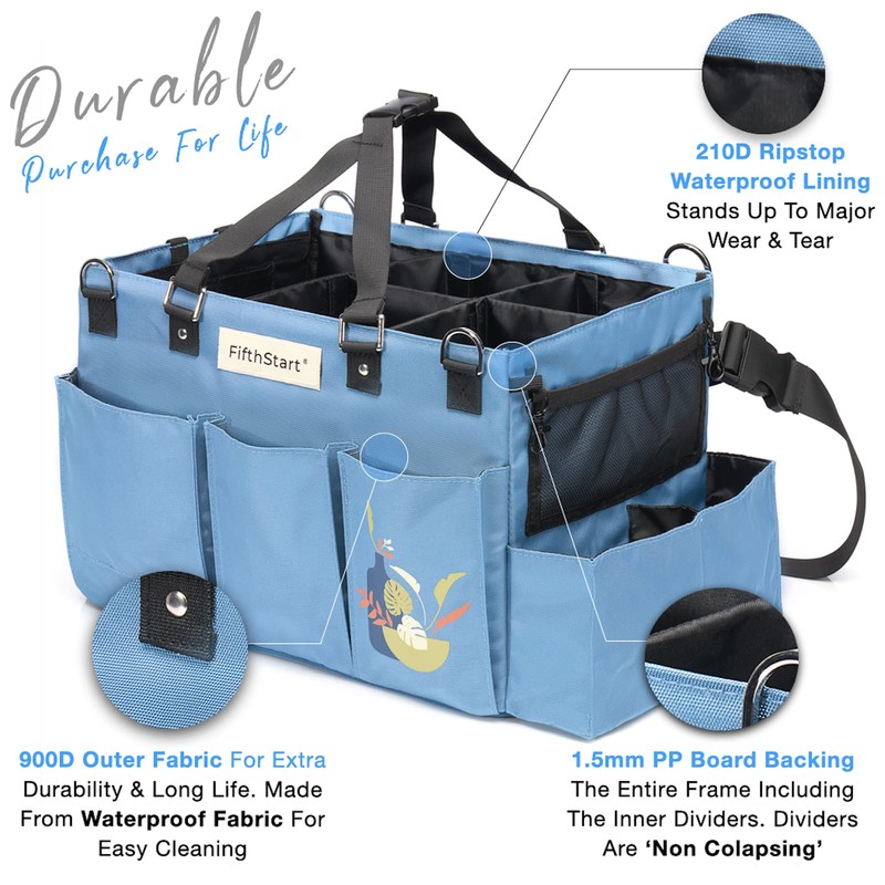 FifthStart Multiuse Cleaning Caddy - Blue Diaper Caddy with Waist,