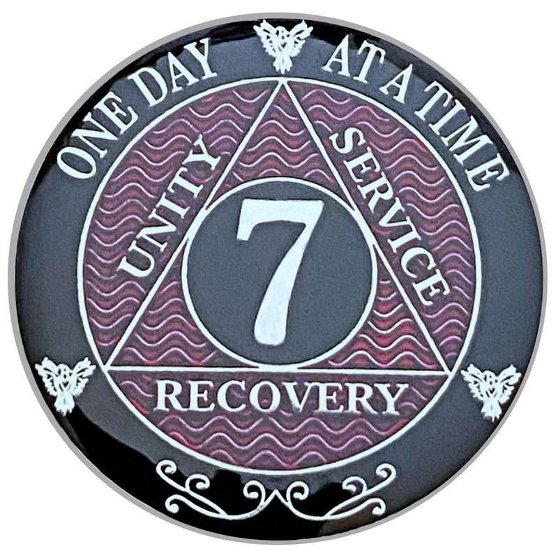 7 Year AA Coin Silver Color Plated-Medallion, Recovery Chip, 12