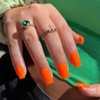 SXVME Orange Press on Nails Medium Square, Natural Acrylic Glue