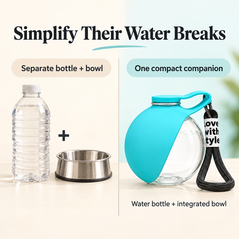 Portable Dog Water Bottle with Drinking Bowl – Compact 285