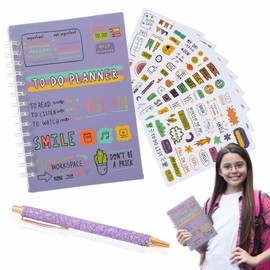 Daily Planner - Un_Dated Daily Planner with To-Do List Pad - Daily Notebook with Stickers and Pen