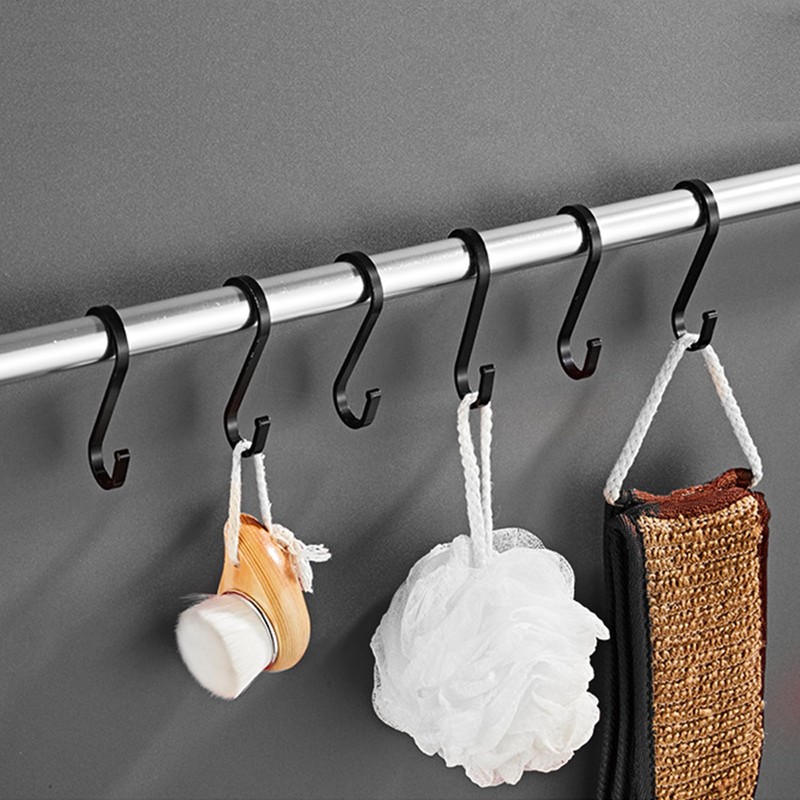 YFelomatric Aluminium S Hooks Pack of 12, Black, Suitable for