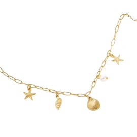 Shell Necklace for Women,Dainty Chain Choker Neckl,acesStarfish SeaShell Pearl Necklace,Beach Jewelry for Summer Vacation (B2 Shell Necklace)