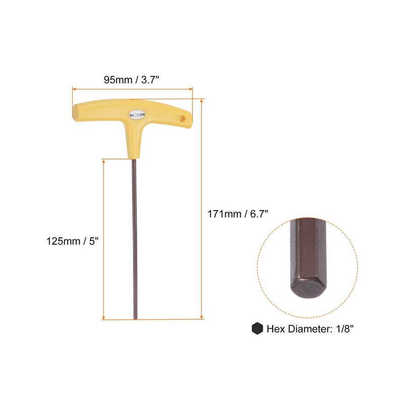 sourcing map 2pcs T-Handle Wrench 1/8" SAE Long Arm Hex