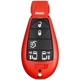 1 llave roja con 6 botones de entrada sin llave M3N5WY783X, IYZ-C01C para ciudad, país, Volkswagen, Routan, Dodge Grand Caravan – Funda/carcasa solo (sin electrónicos)