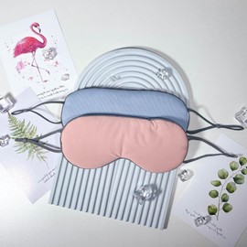 BREENHILL Sleep Mask Double-Sided Soft Adjustable Eye Mask for Women Men (Faux Silk, Bean Paste Pink)