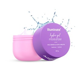 Aqualogica Illuminate + Hydra Gel Face Moisturizer | 24 Hour Deep Hydration for Oily to Combination Skin | with Wild Berries & Alpha Arbutin | Water-Like Gel Texture | 7.05 Oz/200g
