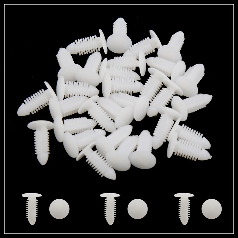Hihaha 30Pcs White Plastic Rivets Splash Guard Fastener Push Type