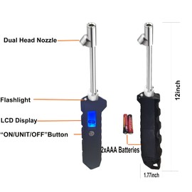 PINKJOY Digital Tire Pressure Gauge 230 PSI Heavy Duty Dual Head Stainless Steel Made for Truck and RV with Backlit LCD and Flashlight Car Accessories