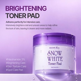 SECRETKEY Almohadillas de tóner que brillan en la nieve, niacinamida, glutatión y péptidos con NAD+, almohadillas faciales tonificantes hidratantes pa