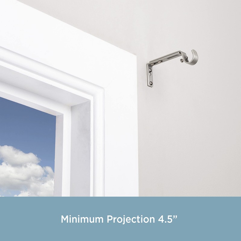 Kenney KN85293 Adjustable Curtain Rod Brackets, Satin Nickel (2-Pack)