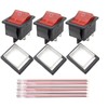 KCD4 3PCS Rocker Switch - 16A/250V, 20A/125V, ON/OFF - Red,