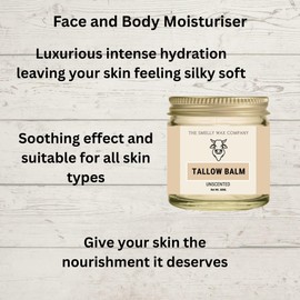 Tallow Balm, Natural Nourishing Skin Care For Deep Hydration And Soothing, Anti Aging, Moisturising Balm For Eczema-Prone, Dry Skin, Unscented 60ML