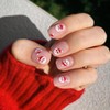 CEWEWP Christmas Press on Nails Short Square Fake Nails Pink