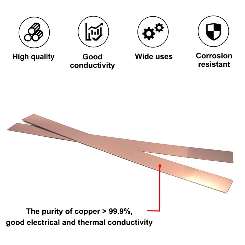 5PCS C110 Copper Flat Bar, 0.02" Thickness x 0.6" Width