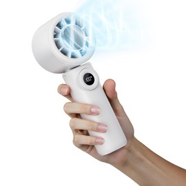 CIVPOWER Handheld Fan: Portable Small Ice Cooling Plate- 4000mAh Rechargeable 100 Gear High-Speed Turbo 10500 RPM - Personal Foldable Battery Operated for Travel Indoor Outdoor Women Men (White)