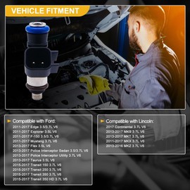 OXCANO 0280158191 Fuel Injectors 6 PCS 4 Holes Compatible with Ford Edge Explorer F-150 Mustang, Flex Taurus Police Interceptor Sedan Utility, Transit 150 250 350 HD, Lincoln Continental, MKS MKT MKX