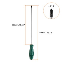 sourcing map 2pcs PH2 Phillips Screwdriver #2 13.8" Magnetic Screwdrivers 9.8" CR-V with Ergonomic Handle for DIY Repairing, Green
