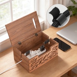 CILXGQLN Wooden Cable Management Box, Large Cord Hider Box & Cable Organizer Box for Power Strips, Electrical Cords, Desk & Floor Cables Suitable for Home & Office