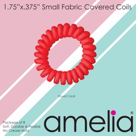 Amelia Beauty, 8 Small Fabric Wrapped Elastic Hair Coils, 1.75in Diameter Spiral Hair Ties, Gentle on Hair, Strong Hold and Minimizes Dents and Creases, Magenta