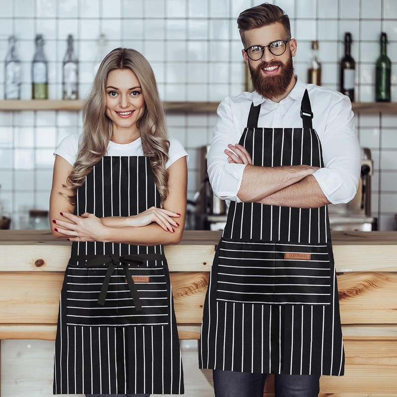 XIEJINJIA 2 Pack Adjustable Apron with Pockets Chef Kitchen Restaurant