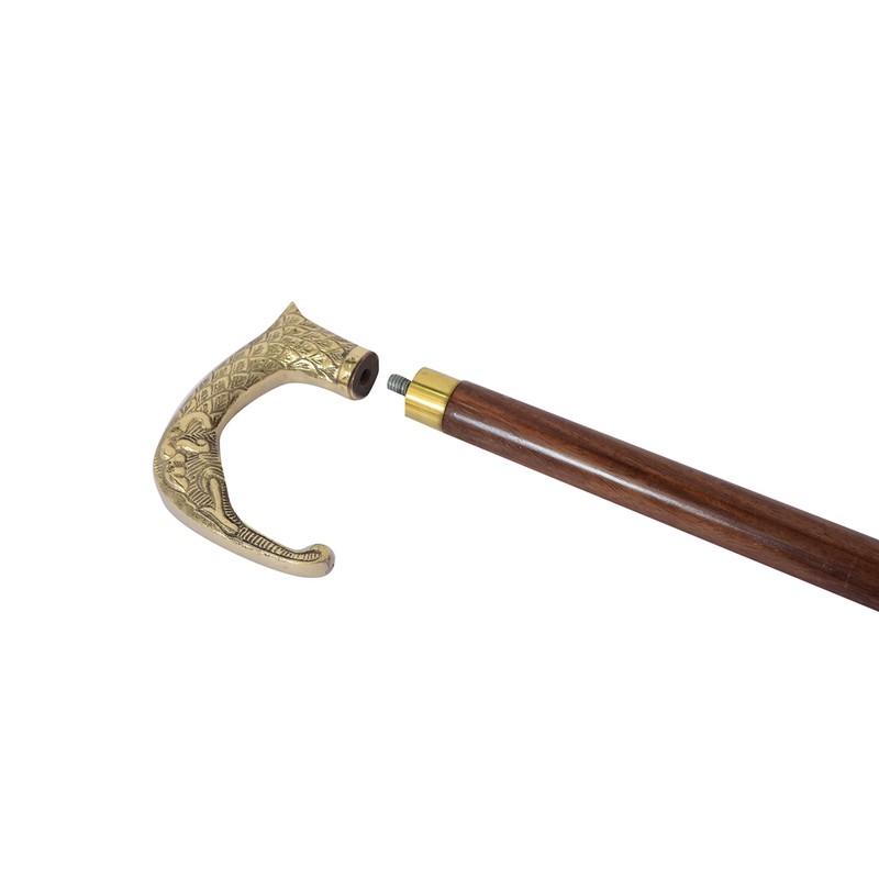 Brass Big Elaphant Nautical Cane Handle Big Elephant Brass Curved