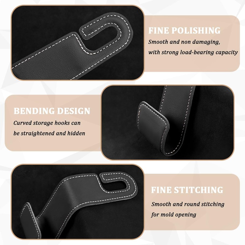 2PCS Car Seat Headrest Hook, Multifunctional Leather Seat Back Purse