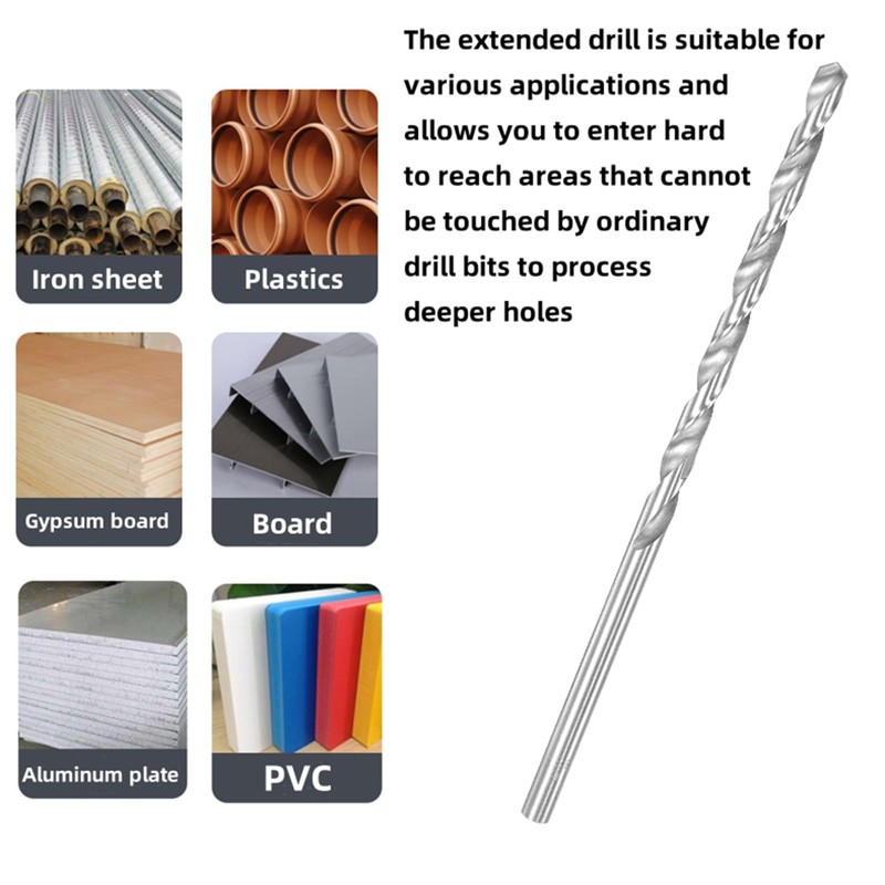 Extra Long Straight Shank Twist Drill Bits, 9mm Extension High
