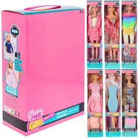 6 Pack Fashion 11.5 inch American Toy Prinecess Dolls Playset with Outfits Dress Design and Accessories Like Handbag Hat Crown Necklace Suitcase (Gift Box Package)