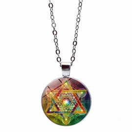 Star of David Necklace for Men Women with Pendant, Stomach David Hexagram Chain for Men Women, CQHODFYA Jewellery Gift Idea, Star David Necklace with 18 Inch Chain + 2 Inch Extension with Jewellery
