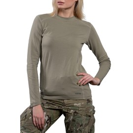 281Z Womens Military Stretch Cotton Underwear Shirt - Tactical Hiking Outdoor - Punisher Combat Line (Tan, Large)