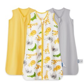 TILLYOU Newborn Sleep Sack 0-6 Months 3 Pack, 0.5 Tog Soft Cotton Wearable Blanket for Baby with Double Zipper, African Steppe