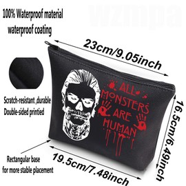 WZMPA US Horror Story Cosmetic Bag AHS Inspired Gift All Monsters Are Human Zipper Pouch Cosmetic Bag for Horror Series Lovers, monster human, Fit