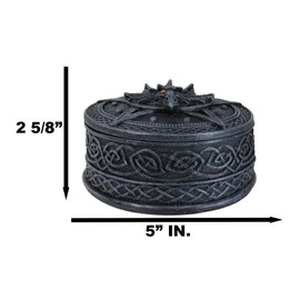 Ebros Gift Wicca Magic Pentagram Gaze Of The Dragon Decorative Trinket Jewelry Box Figurine With Celtic Knotwork Medieval Renaissance Winged Alchemy Dungeons Dragons