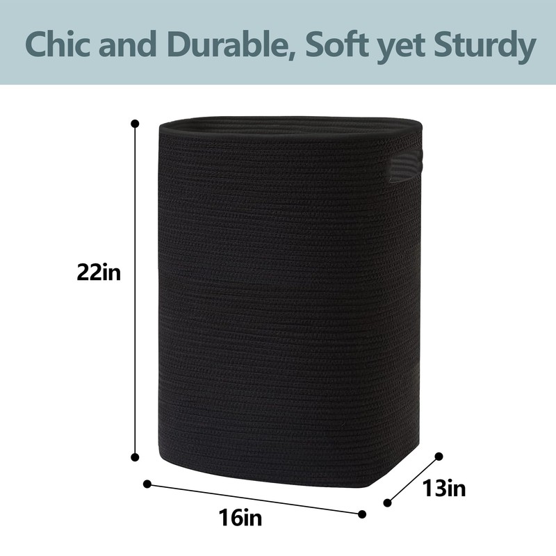 MEGASKET Large Laundry Hamper 16"x13"x22" - Tall Woven Laundry Basket,