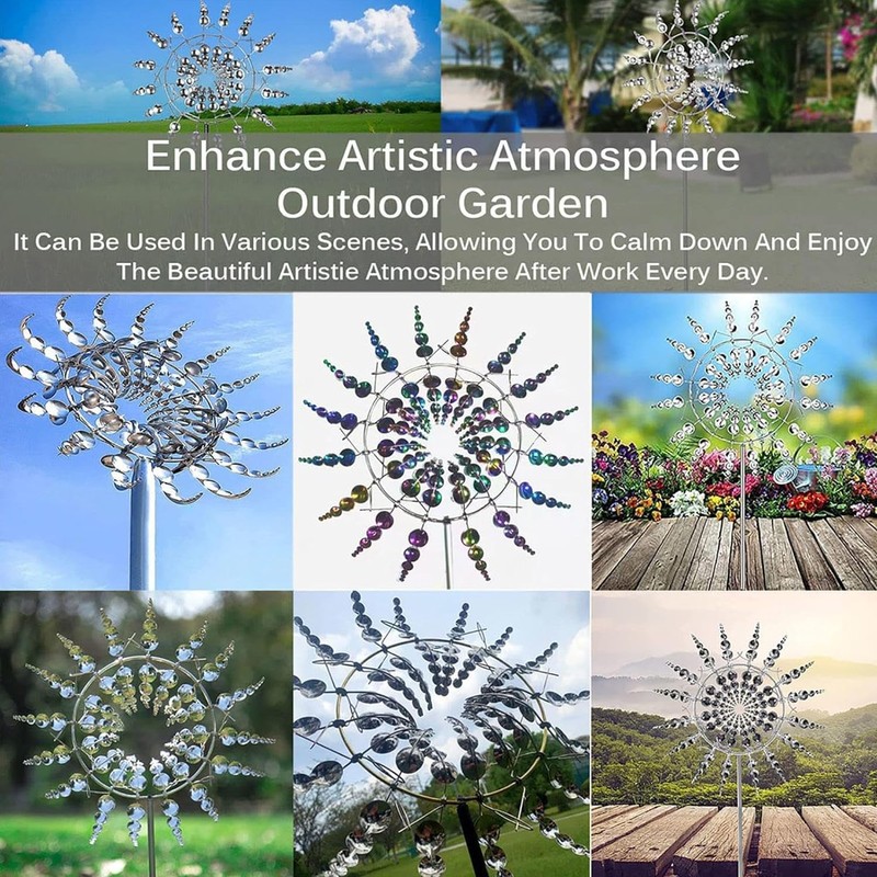 Generic Shirem Magical Metal Windmill, Kinetic Wind Sculptures & Spinners,