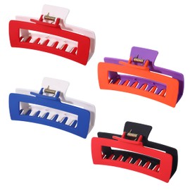 Large Rectangle Hair Claw Clips Game Day Hair Accessories Big Two Tone Open Square Hair Claw Strong Hold Jaw Clip Oversized Non-slip Sports Fans Hair Clips for Women Girls (Game Day Claw clip)