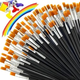 Set 50 Pinceles Para Acrílicas Gouache Acuarela Oleo Dibujo Cerdas Negro Plano